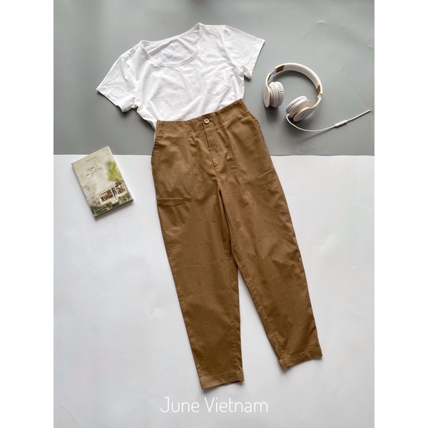Quần baggy cạp liền chất Linen - June