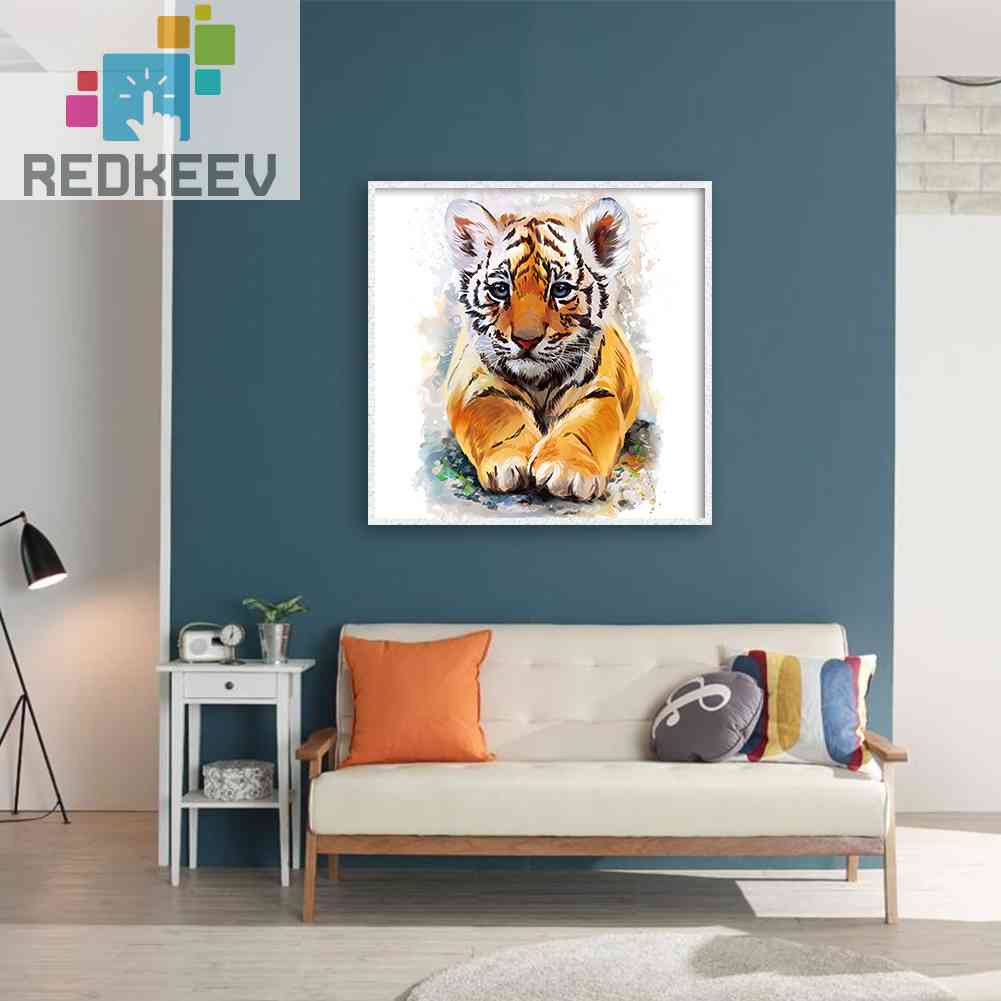 Bộ Tranh Đính Đá Tự Làm Toàn Diện Hình Hổ Con
