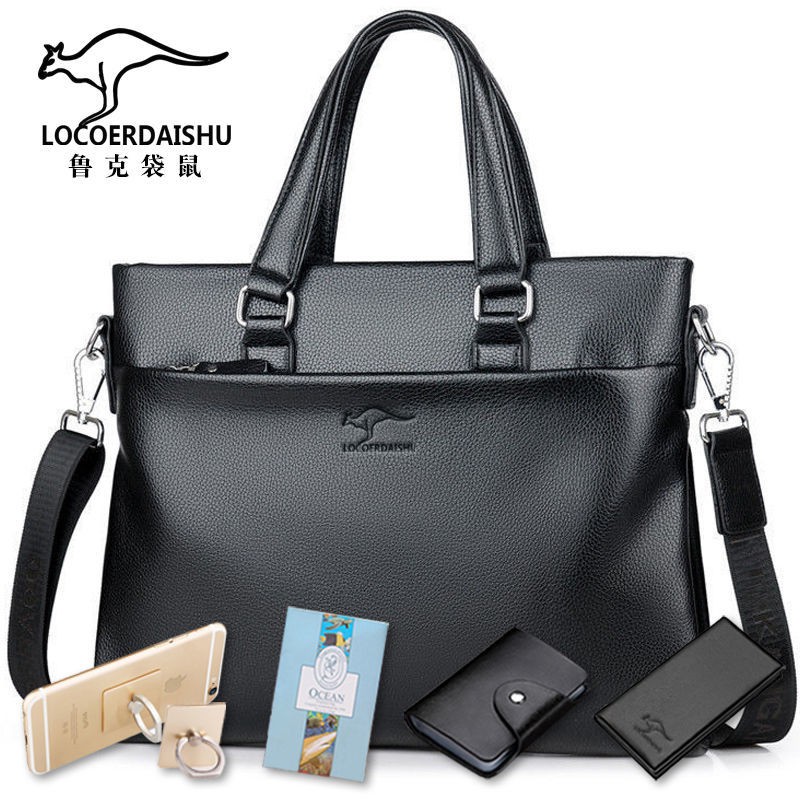 Kết cấu da túi xách nam túi xách kinh doanh cặp đeo vai túi xách