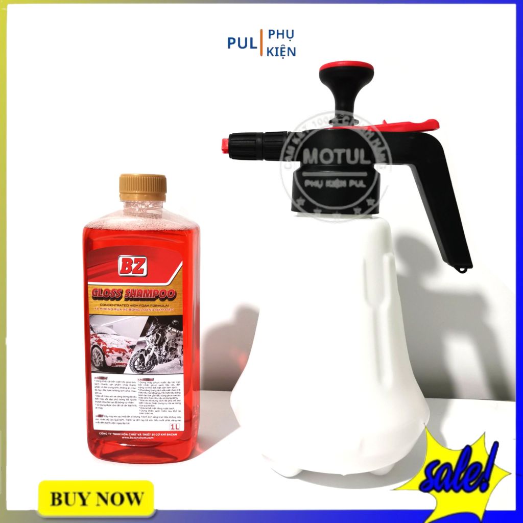 Bình xịt bọt tuyết 2 lít và nước rửa xe BZ vệ sinh xe máy xe ô tô, bình nước tưới cây cầm tay tiện lợi