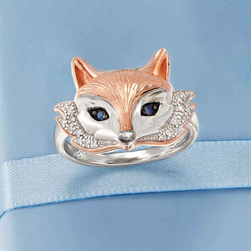 Nhẫn hình con cáo đính đá zircon thời trang