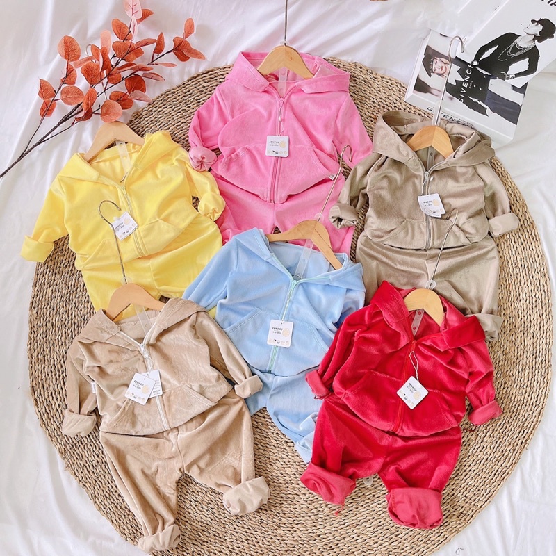 Bộ nỉ nhung lông siêu ấm cho bé trai, bé gái K005