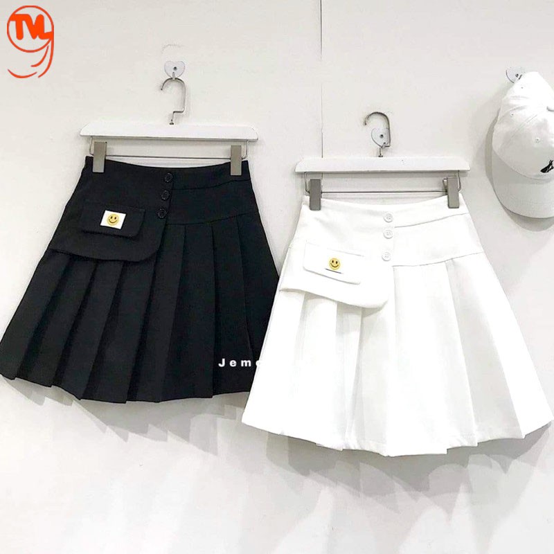 Chân váy tennis TV1999, váy mặt cười xếp ly cạp cao có khóa cạnh  hai màu trắng, đen chất liệu tuyết mưa cao cấp dày dặn