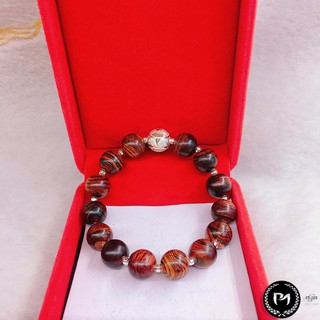 Vòng tay gỗ sưa 10ly mix bạc - pmsilver