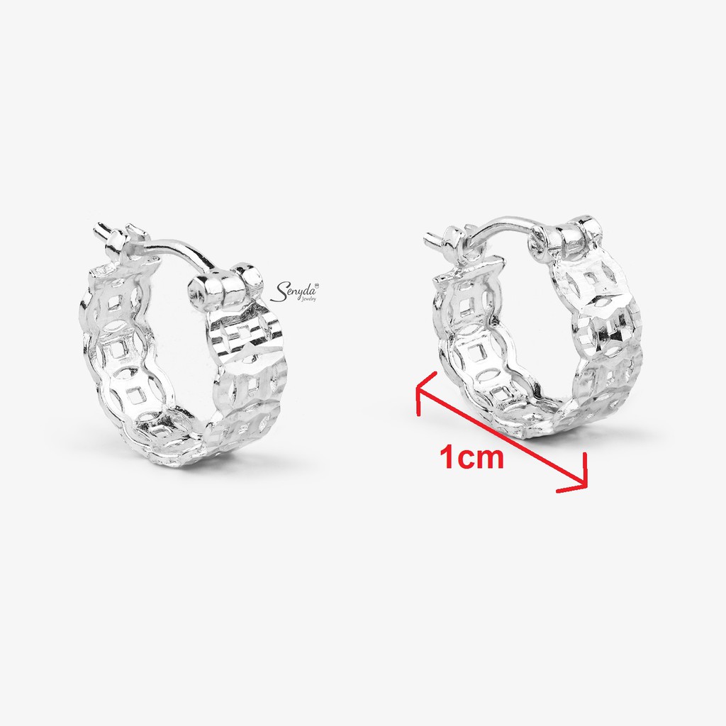 Bông tai nữ trang sức BẠC 925 SENYDA đồng tiền khoen BT079