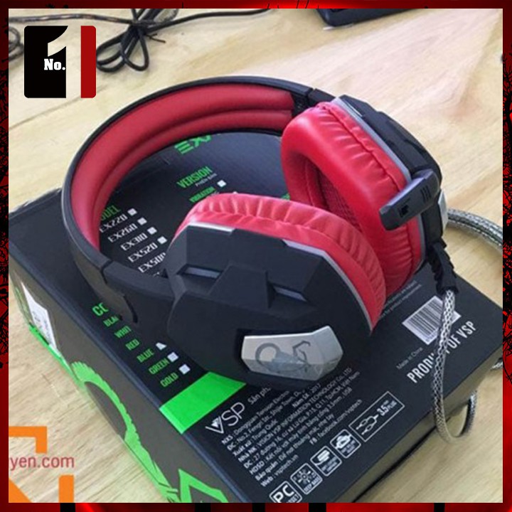 Tai Nghe Gaming LED Chụp Tai Headphone Có Dây EXAVP EX500 Tai Nghe Nhạc Máy Vi Tính Laptop Pc