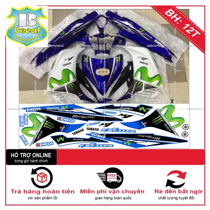 ( Quí khách vui lòng mang ra tiệm cho thợ dán ) Tem EX 2011 MOVISTAR TRẮNG XANH GP [Bi Decal]