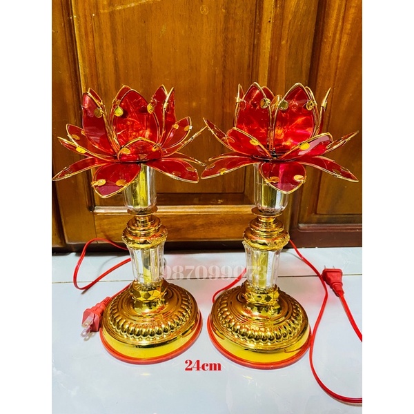 ĐÈN THỜ HOA SEN CÁNH ĐỎ