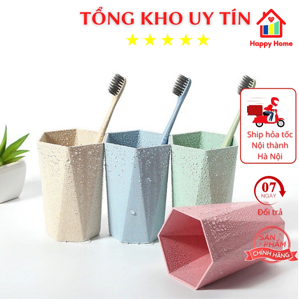 Cốc đánh răng, ly uống nước cho bé bằng nhựa lúa mạch Happy Home