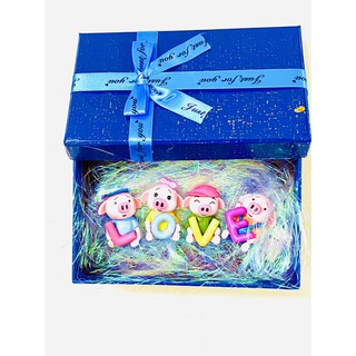 Hộp quà sinh nhật/valentine có lót rơm, đèn, bộ chữ LOVE