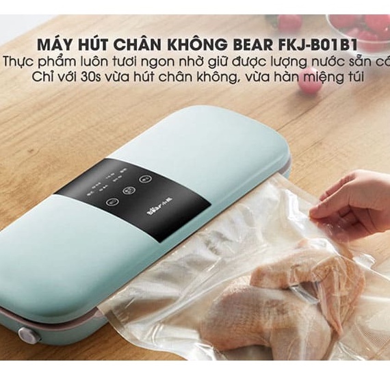 Máy hút chân không thực phẩm cầm tay mini Bear FKJ-B01B1 chính hãng, máy hút và hàn, TẶNG kèm túi hút, BH 12 tháng