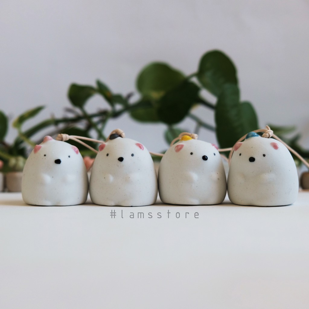 Chuông gió gốm sứ gấu con nhiều mẫu , Phong linh hình dễ thương