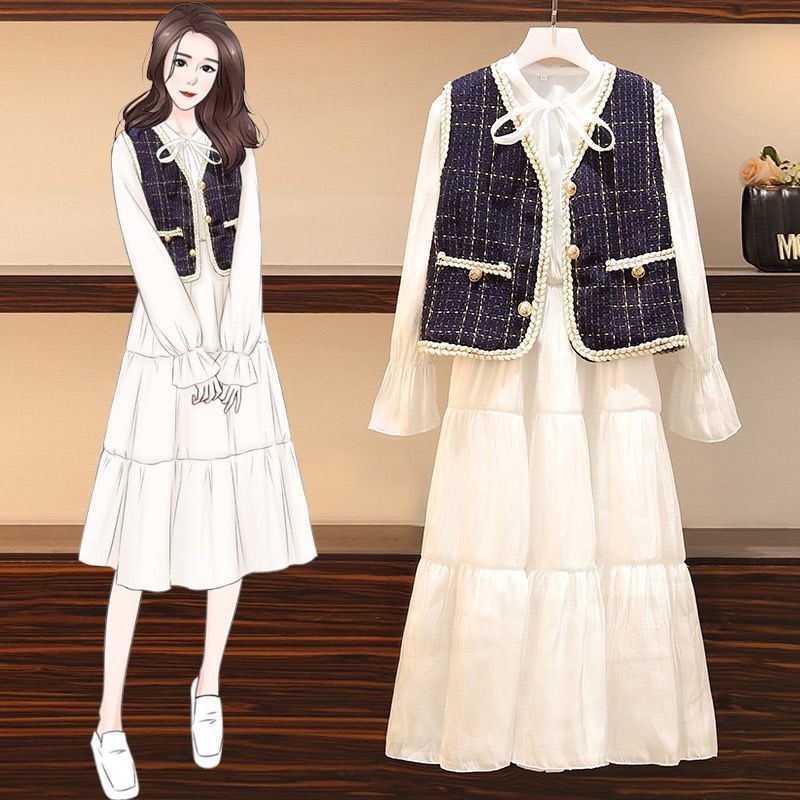 Set gile dạ váy trắng siêu xinh