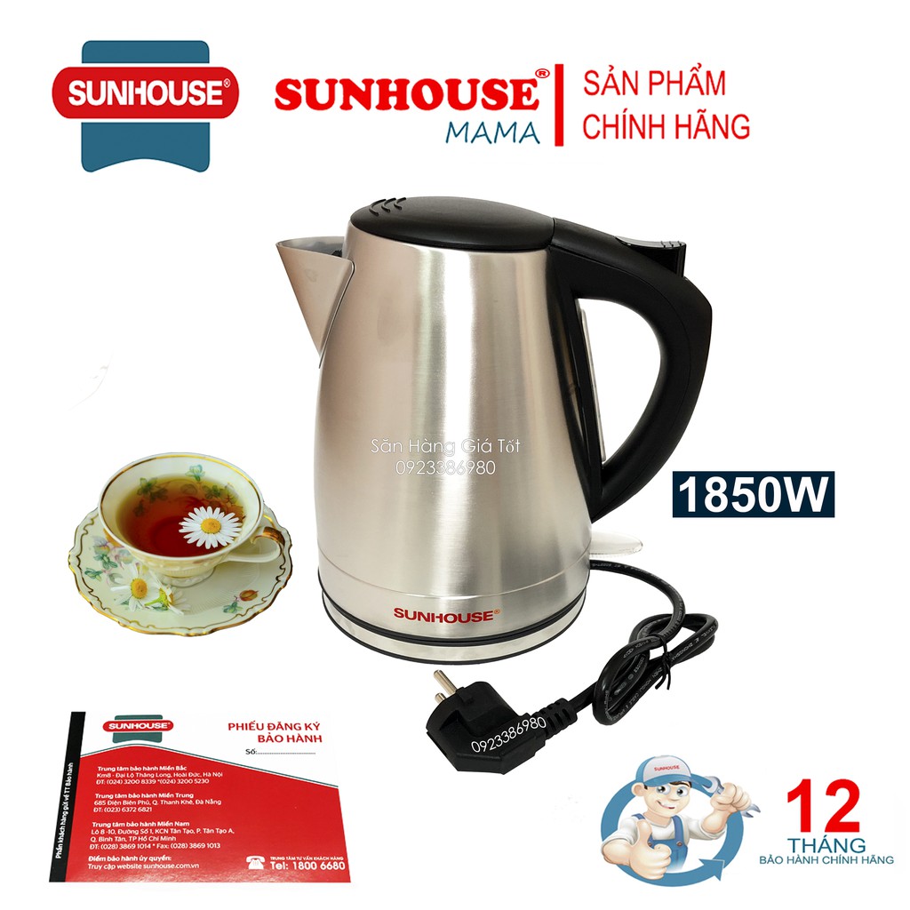 [Mã ELHADEV giảm 4% đơn 300K] Ấm siêu tốc inox Sunhouse 1,7L SHD1370 [ Ảnh thực tế ] - Bảo hành 12 tháng chính hãng