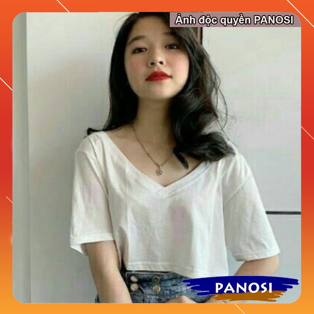 Áo croptop ulzzang nữ cổ tim tay ngắn đẹp giá rẻ PANOSI - MÃ A402