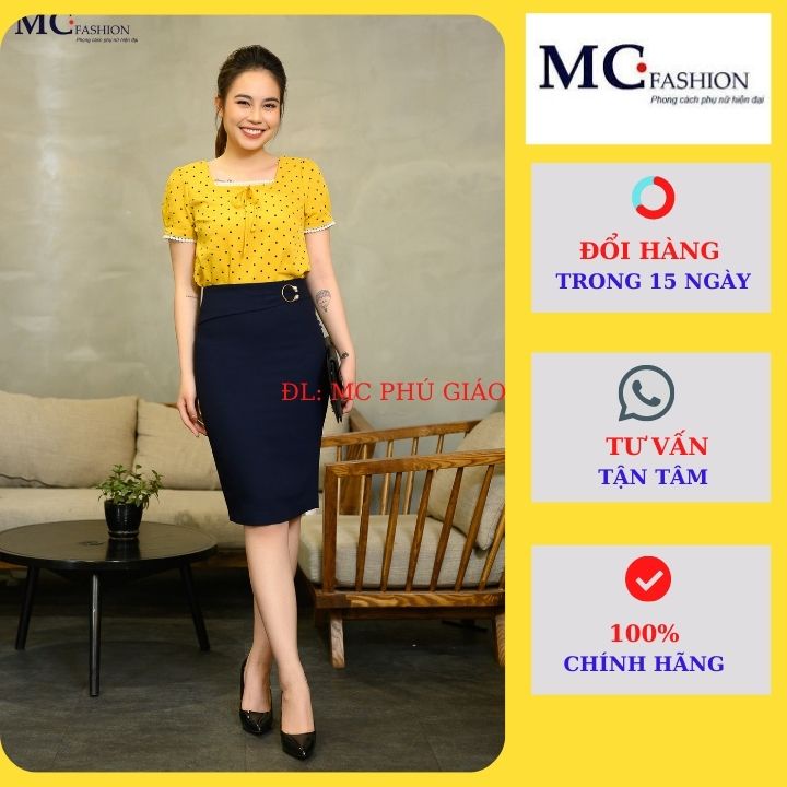 Áo Sơ Mi Kiểu Nữ Kẻ Sọc Caro Công Sở Mc Fashion Màu Vàng Đỏ TA965