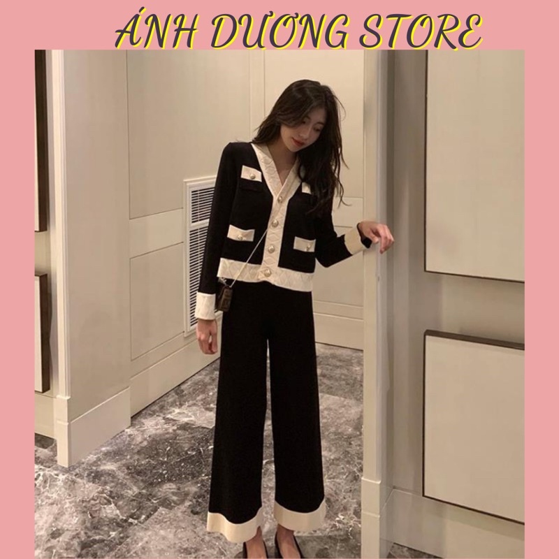Bộ thu đông_Áo Cadigan dệt kim😍Quần ống Xuông Rộng phong cách Phương Tây❤️Đỉnh của Đỉnh❤️Hot2021😍