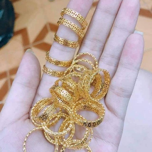 Nhẫn kim tiền bảo hành trọn đời không phai màu combo 2 chiếc