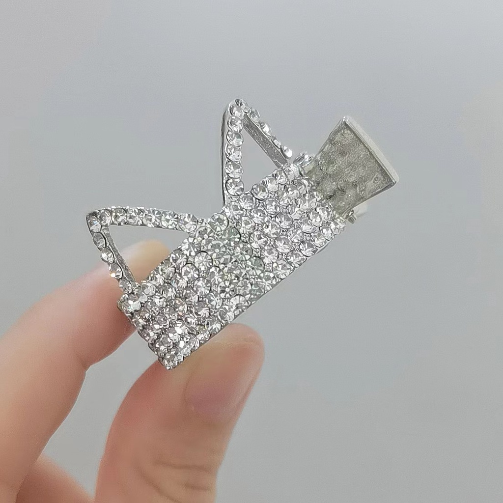 Kẹp tóc kim loại đính đá ngọc trai giả độ cố định cao kiểu đuôi ngựa tiện dụng