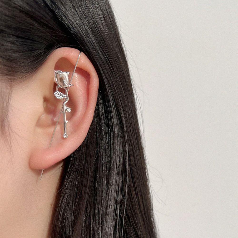 Khuyên Kẹp Vành Tai Hình Hoa Hồng Đơn Giản Sáng Tạo Phong Cách Hàn Quốc