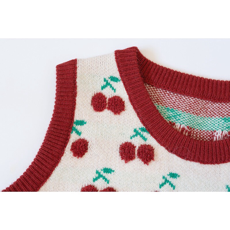 ÁO GILE LEN QUẢ CHERRY ULZZANG