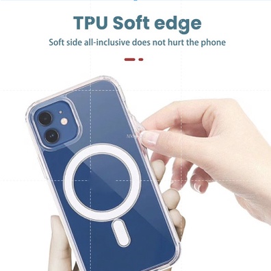 Ốp Điện Thoại Từ Tính Trong Suốt Cho 13 12 11 Pro Max Mini 7 8 Plus X XS Max XR