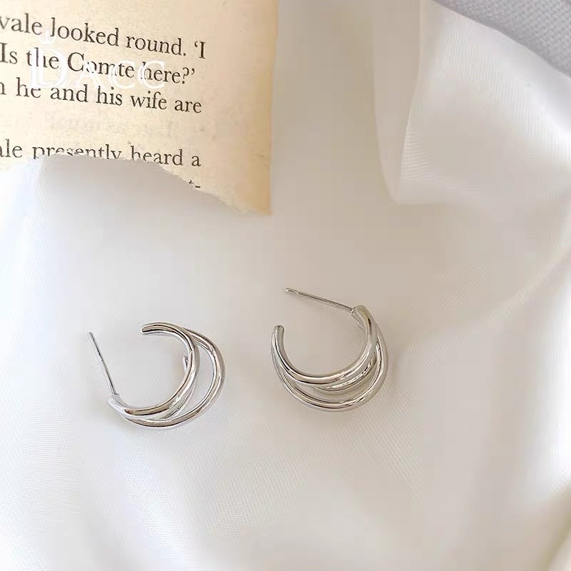 Bông tai xi mạ vintage 3 vòng 2 màu
