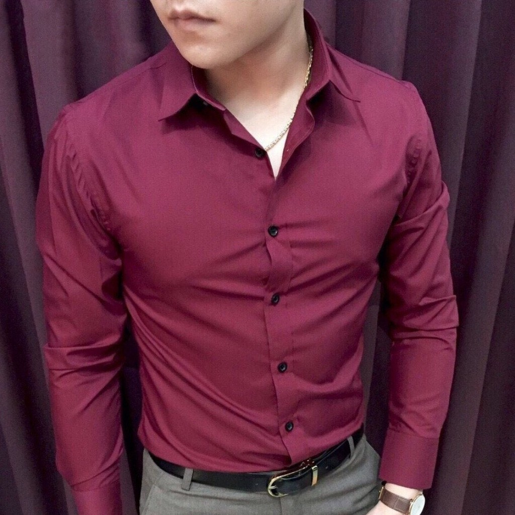 [Mã FAMAYMA2 giảm 10K đơn 50K] Áo Sơ Mi Nam Dài Tay Dáng Ôm Sơ Cổ Bẻ Vải Lụa Thái Chống Nhăn Chống Xù | BigBuy360 - bigbuy360.vn
