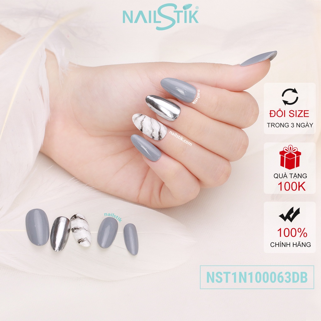 Móng úp thiết kế by NAILSTIK, màu nâu đậm, form móng bầu, ngắn/dài, 063