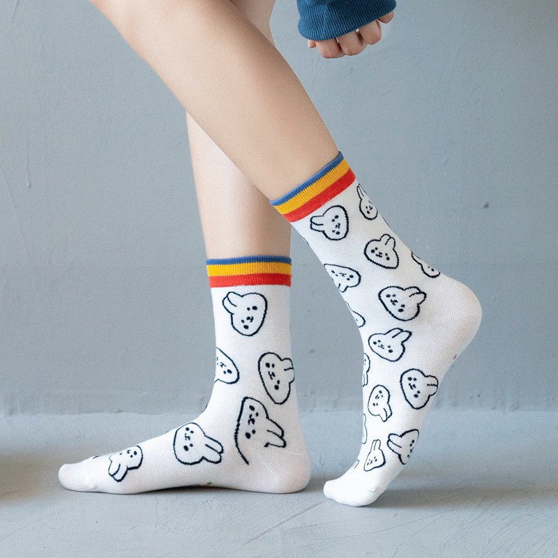 Vớ nữ cổ cao Vacone tất cute họa tiết thỏ ngộ nghĩnh TN78