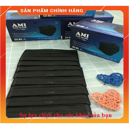 Combo 4 Hộp Khẩu Trang Y Tế AMI 4 Lớp, Có Lớp Than Hoạt Tính (Hộp 50 chiếc)