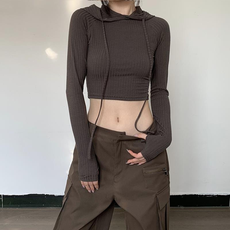 Áo Sơ Mi Tay Dài Màu Trơn Phối Dây Rút Thời Trang Cho Nữ