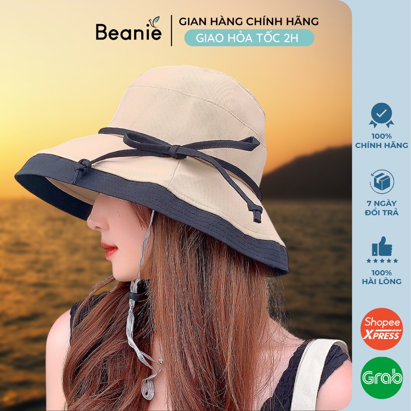 Mũ Vải Rộng Vành Nữ Đi Biển Thắt Nơ BEANIE Dáng Tai Bèo Hàn Quốc, Nón Vải Nữ Bucket Trùm Đầu Tròn Du Lịch Mùa Hè MH03