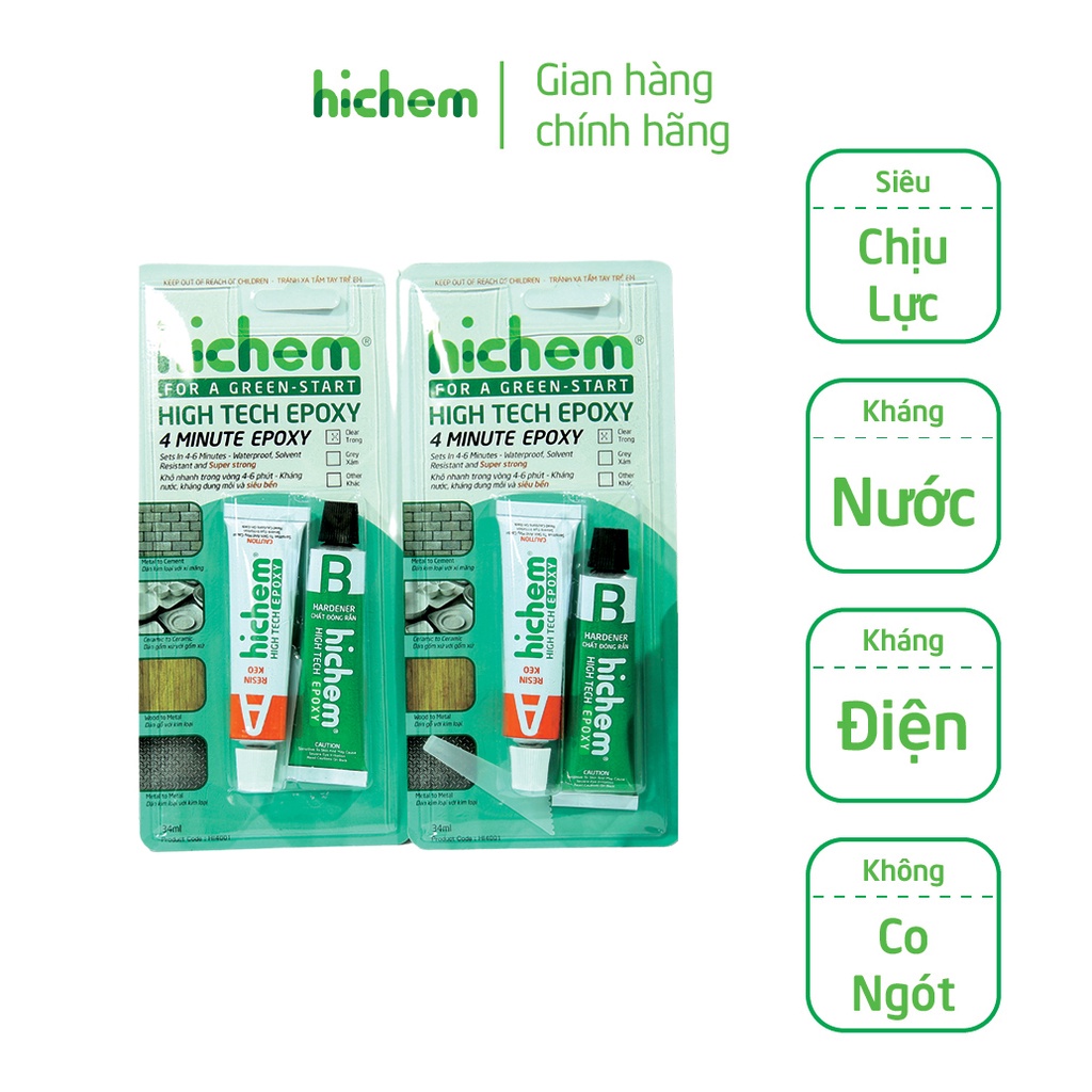 Keo dán đa năng 2 thành phần hichem thailand tuýp lớn