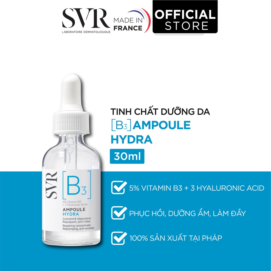 Tinh chất dưỡng da, ngăn ngừa nếp nhăn, phục hồi da và dưỡng ẩm cho da SVR [B3] Ampoule Hydra 30ml