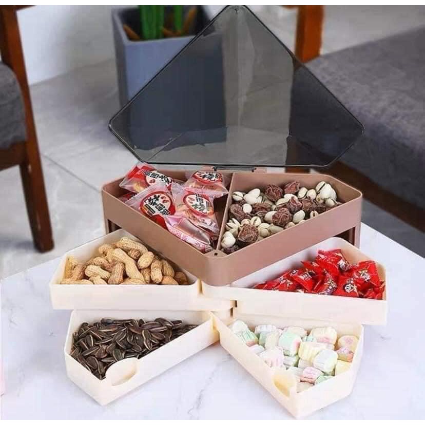 Khay đựng mứt, bánh kẹo xòe tam giác 3 tầng
