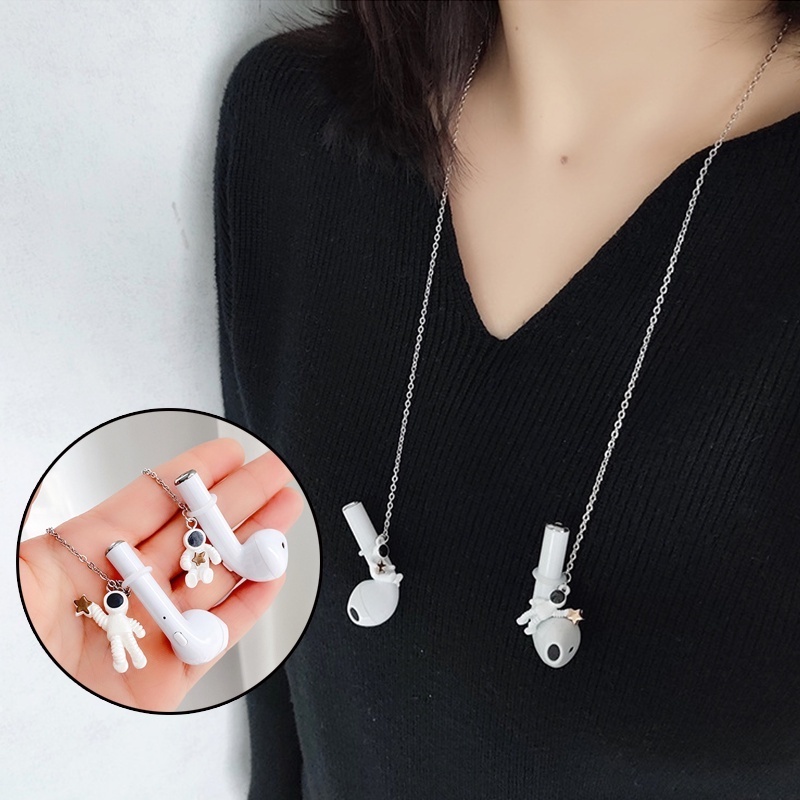 Tai Nghe Bluetooth Hợp Kim Thời Trang Chống Mất Hình Phi Hành Gia/ Phi Hành Gia Có Giá Đỡ Dây Đeo