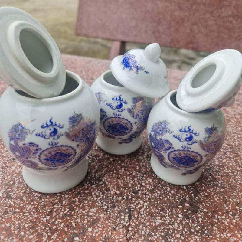 Hũ Đựng Muối Gạo Hàng Cao Cấp Gốm Sứ Bát Tràng Việt Nam-Đồ Thờ Tâm Linh.