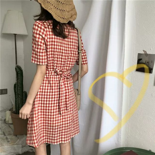 VÁY KẺ CARO ĐỎ SIÊU SANG
