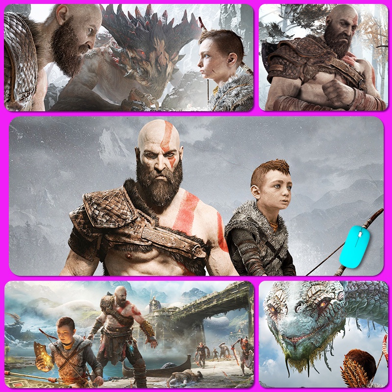 Sony Bộ 4 miếng lót chuột máy tính cỡ lớn in hình God of War