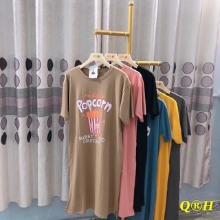 Váy phông xuông có túi, hoạ tiết bỏng ngô ( ảnh thật shop tự chụp )
