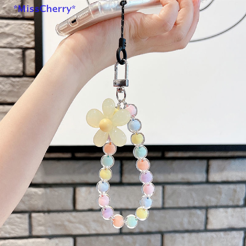 Mchy &gt; Dây Đeo Điện Thoại Ngắn Đính Hạt Cườm Hình Hoa Chống Thất Lạc Mới