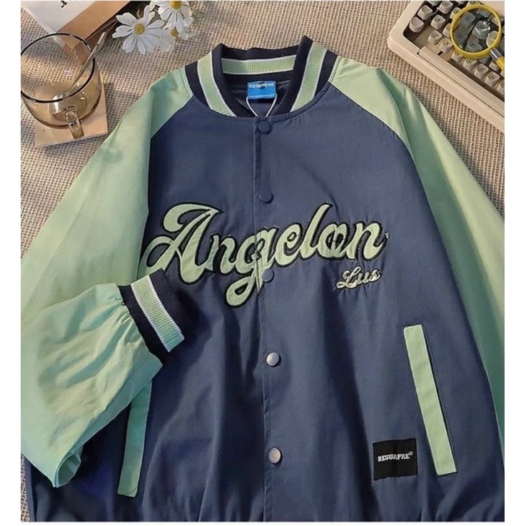 [Ảnh Thật] Áo Bomber Dù Bóng Chày 2 lớp thêu Angel Chất Dày Dặn Unisex - Lana Store
