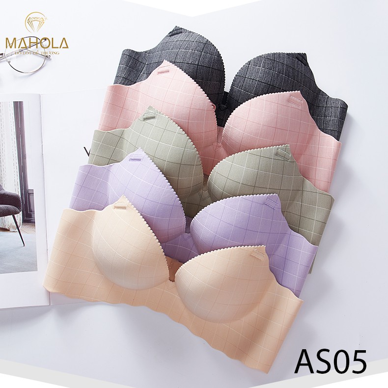 Áo Lót Mút Mỏng Su Không Gọng Kẻ Caro_Mahola_ AS05