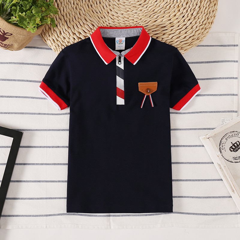 Áo Thun Polo Cotton Ngắn Tay Dễ Thương Cho Bé Trai