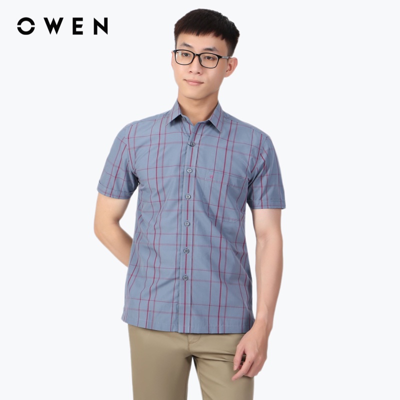 Áo sơ mi ngắn tay Nam Owen Viscose Bodyfit Ghi - BA23778N