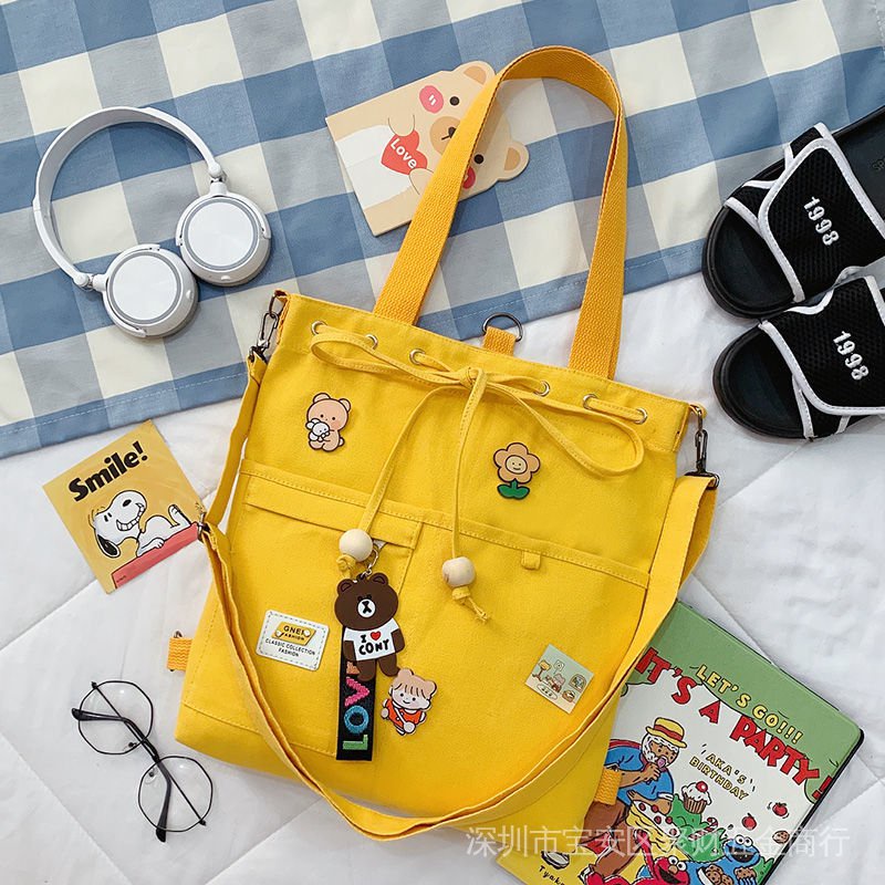 Túi Đeo Chéo Một Bên Vai Bằng Vải Bố Có Khóa Kéo Mẫu Mới Phong Cách Hàn Quốc Thời Trang Năm 2021 Dành Cho Học Sinh