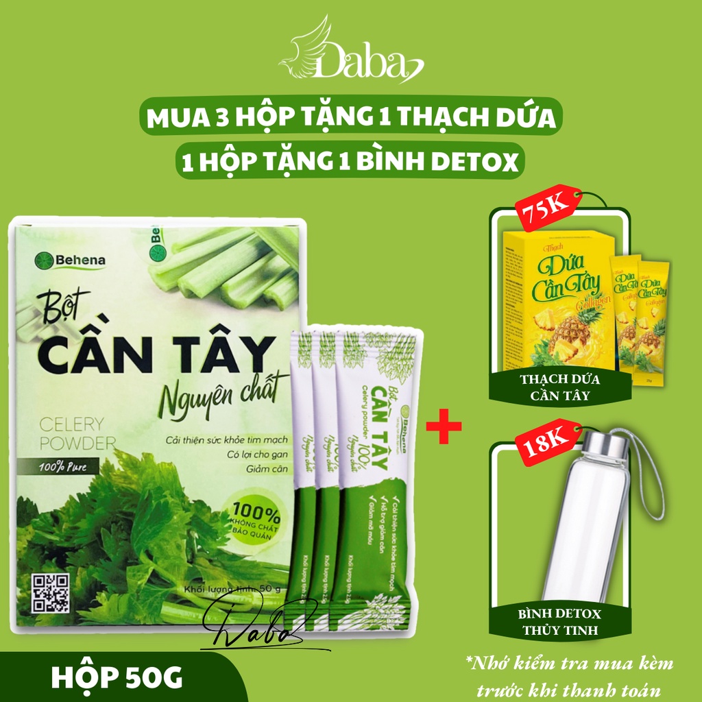 Bột Cần Tây Nguyên Chất Behena Hộp 50g - Giảm cân hiệu quả, chống lão hóa và ngừa ung thư