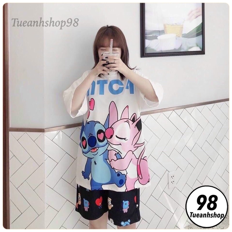 [Ảnh Thật] SET ÁO COTTON + QUẦN SHORT HOẠT HÌNH SIÊU CUTE ĐÁNG YÊU