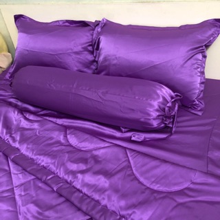 Bộ drap phi lụa 5 món ( ga -gối- mền) kích thước 2.2x2m, mền 2.2x2m